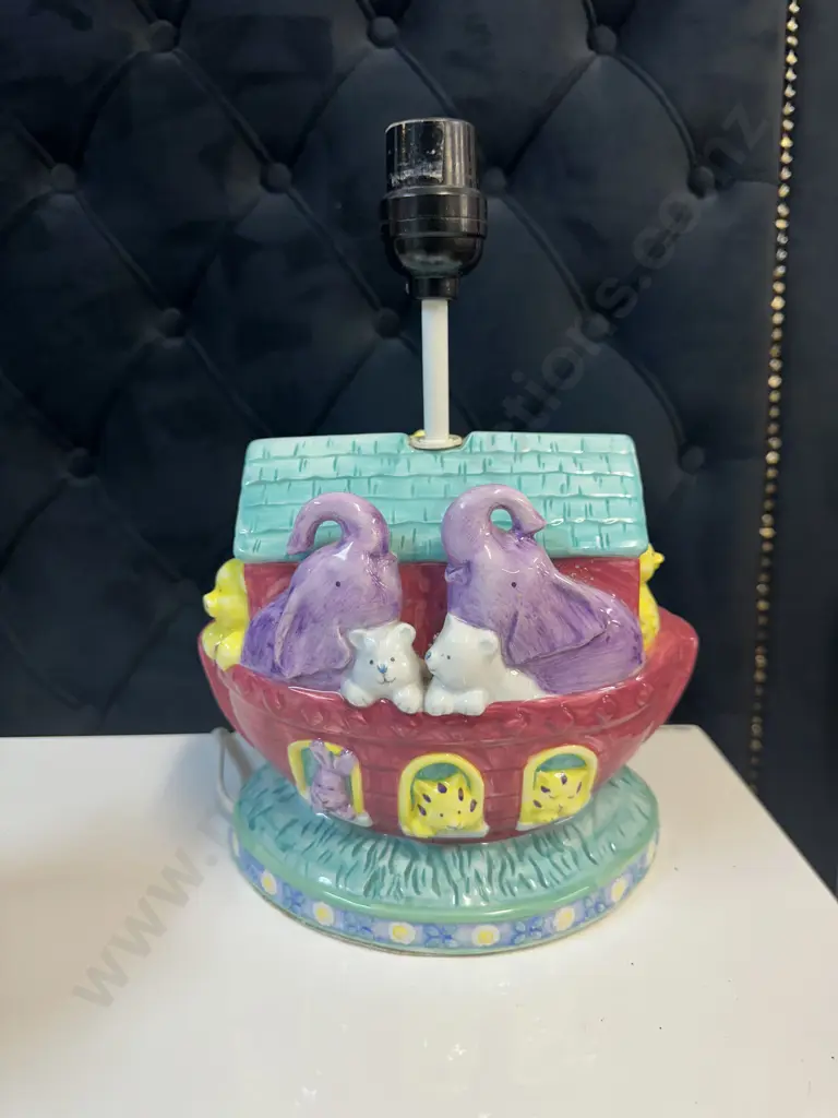 Noahs Ark Childrens Nursery Themed Table Lamp Base & Money Box By CR Gibson Image 1++